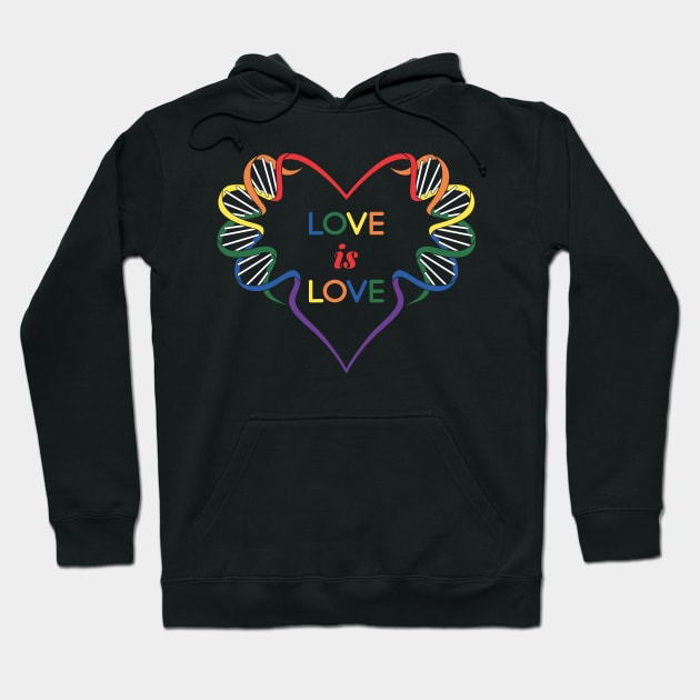 LGBT Love Is Love DNA Heart Hoodie by GritFX